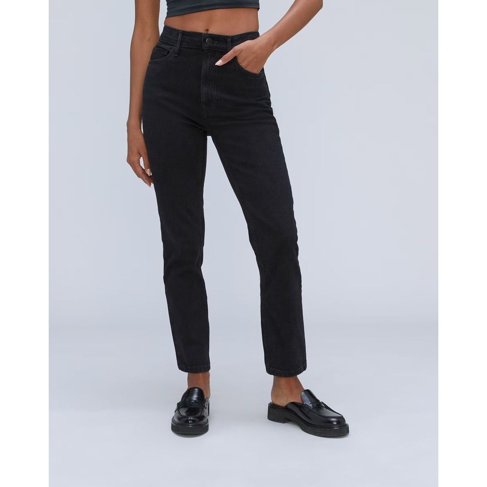 Everlane High-Rise Straight Jeans in Black